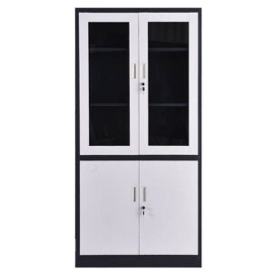 High Quality Two Section Glass Door Office Storage Cabinets Steel Filing Cabinet