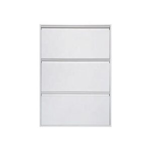 Metal Shoe Cabinet with 3 Flip Drawers