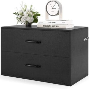 Wooden File Lateral File Cabinet With Two Drawers Metal Handle Suit For Letter Legal A4 F4