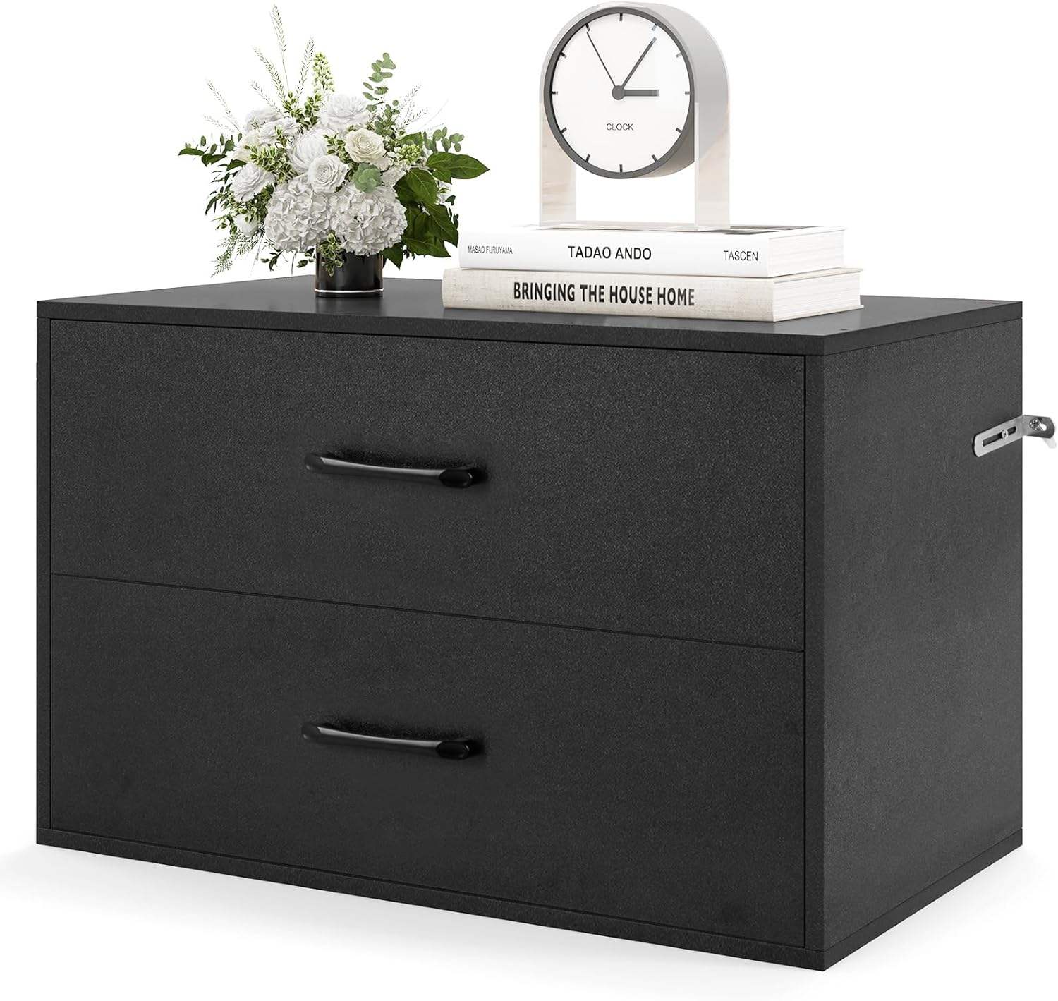 Wooden File Lateral File Cabinet With Two Drawers Metal Handle Suit For Letter Legal A4 F4