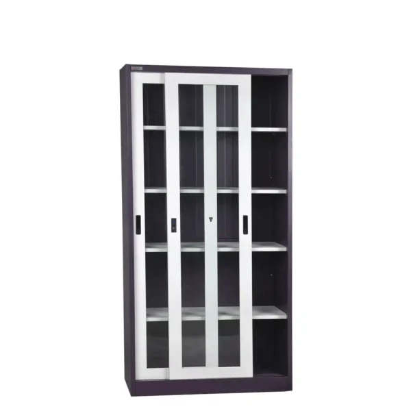Steel Sliding Glass Door Cabinet – Modern Metal Office Storage Solution - Image 3