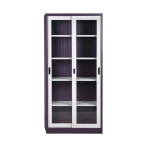 Steel Sliding Glass Door Cabinet – Modern Metal Office Storage Solution