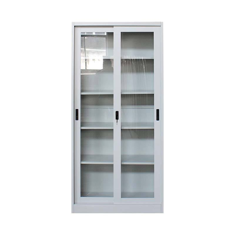 Steel Sliding Glass Door Cabinet – Modern Metal Office Storage Solution - Image 4
