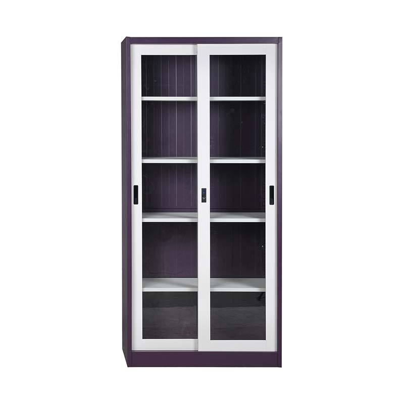 Steel Sliding Glass Door Cabinet – Modern Metal Office Storage Solution
