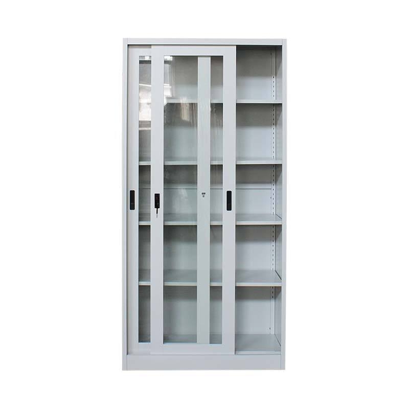 Steel Sliding Glass Door Cabinet – Modern Steel Office Storage Solution