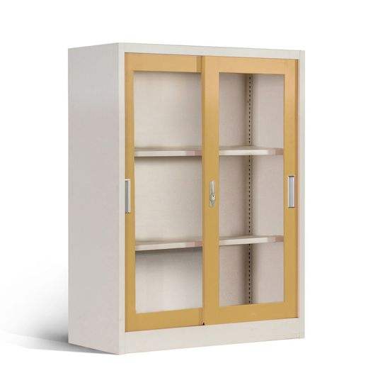 Half Height Sliding Door Steel Storage Cabinet Brown