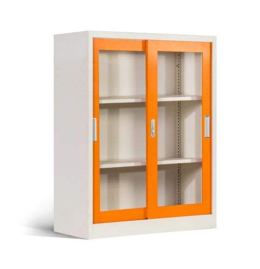 Half Height Sliding Door Steel Storage Cabinet Orange