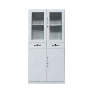 Metal Cabinet with Glass Door and Drawers