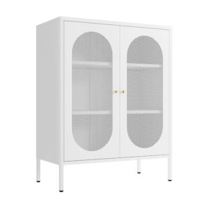 Ribbed Glass Door Cabinet