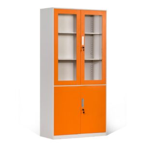 Steel Storage Cabinet with Glass Doors