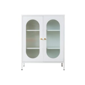 Ribbed Glass Door Cabinet